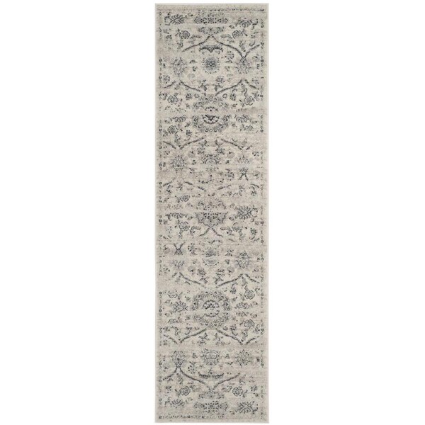 Flowers First 2 ft. 3 in. x 8 ft. Carnegie Power Loomed Runner Rug, Cream & Light Grey - FL1868202