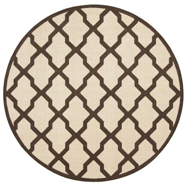 Safavieh 6 ft.-7 in. x 6 ft.-7 in. Round Linden 100 Power Loomed RugNatural & Brown - LND122B-6R