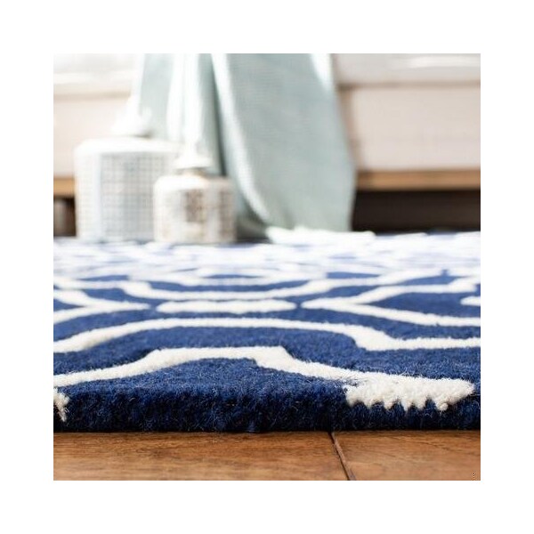 Safavieh Chatham Hand Tufted Rectangle Rug- Dark Blue - Ivory- 2 ft. 3 in. x 9 ft. - CHT736C-29