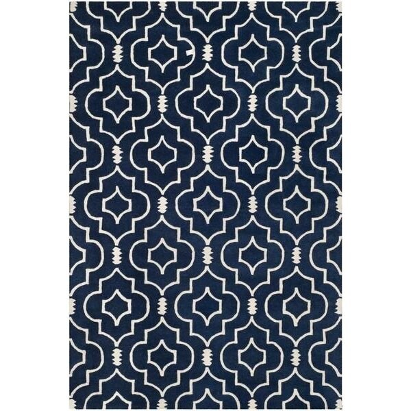 Safavieh Chatham Hand Tufted Rectangle Rug- Dark Blue - Ivory- 2 ft. 3 in. x 9 ft. - CHT736C-29