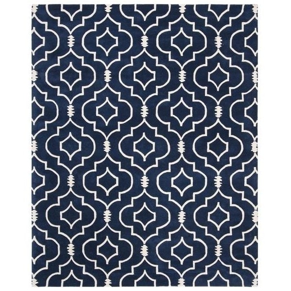 Safavieh Chatham Hand Tufted Rectangle Rug- Dark Blue - Ivory- 2 ft. 3 in. x 9 ft. - CHT736C-29