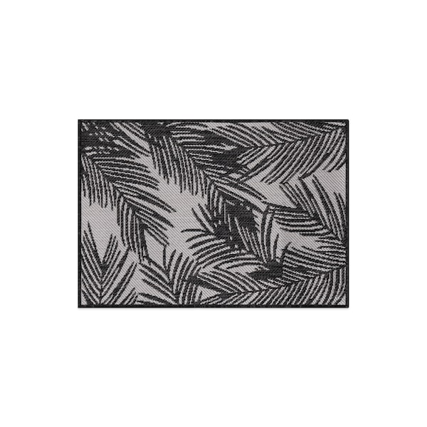 World Rug Gallery Contemporary Distressed Leaves Textured Flat Weave Indoor/Outdoor Area Rug 2' x 3' Black - 117BLACK2X3