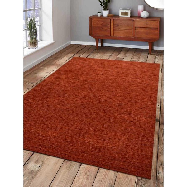 Jensendistributionservices 6 x 9 ft. Hand Knotted Gabbeh Wool Solid Rectangle Area Rug, Light Red - MI1553322
