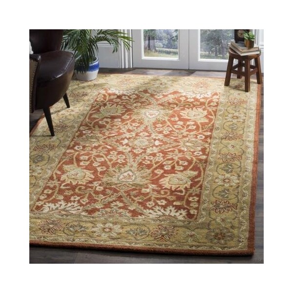 Safavieh 4 ft. x 6 ft. Small Rectangle Traditional Antiquities Rust and Gold Hand Tufted Rug - AT249C-4