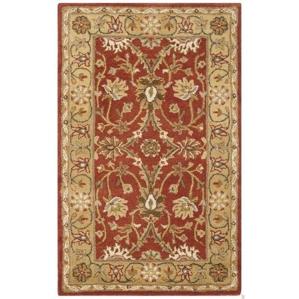 Safavieh 4 ft. x 6 ft. Small Rectangle Traditional Antiquities Rust and Gold Hand Tufted Rug - AT249C-4