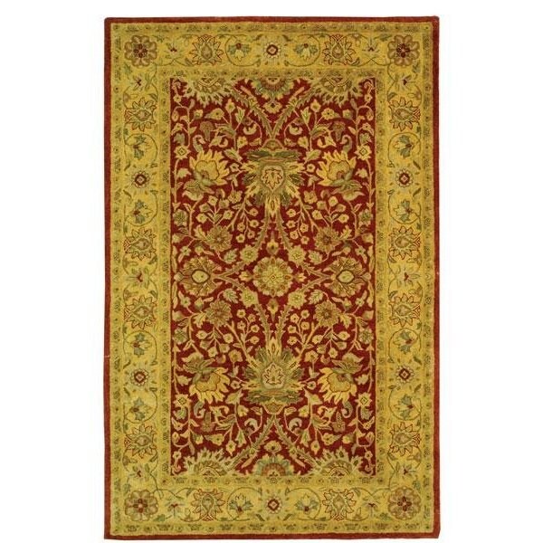 Safavieh 4 ft. x 6 ft. Small Rectangle Traditional Antiquities Rust and Gold Hand Tufted Rug - AT249C-4