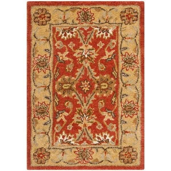Safavieh 4 ft. x 6 ft. Small Rectangle Traditional Antiquities Rust and Gold Hand Tufted Rug - AT249C-4