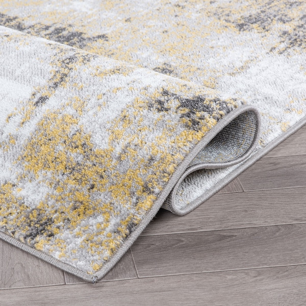 World Rug Gallery Contemporary Chic Abstract Design Runner Rug 2'x7' Yellow - 937YELLOW2X7