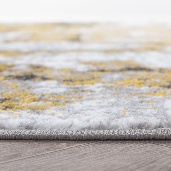 World Rug Gallery Contemporary Chic Abstract Design Runner Rug 2'x7' Yellow - 937YELLOW2X7
