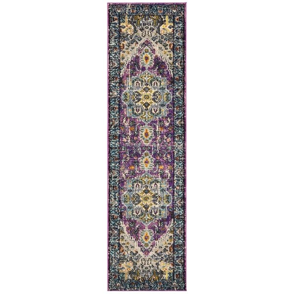 Safavieh 2 ft. - 2 in. x 12 ft. Monaco Power Loomed Runner Rug - Violet and Light Blue - MNC251L-212
