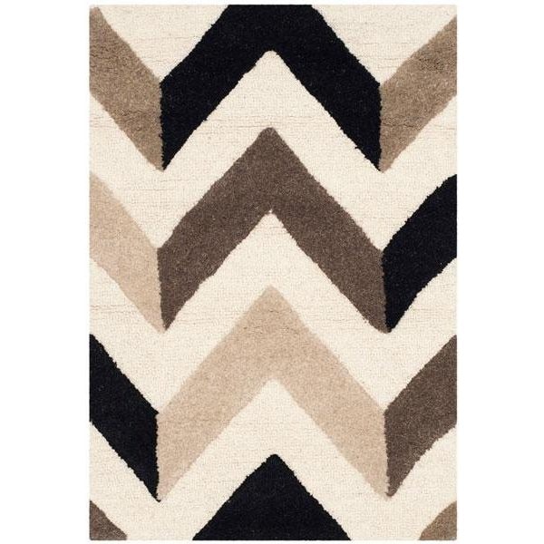 Safavieh Cambridge Hand Tufted Small Rectangle Rug- IVORY - BLACK- 4 x 6 ft. - CAM580C-4