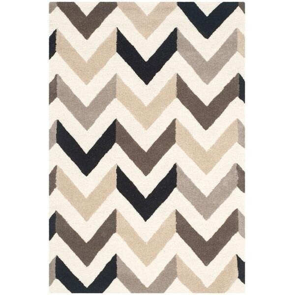 Safavieh Cambridge Hand Tufted Small Rectangle Rug- IVORY - BLACK- 4 x 6 ft. - CAM580C-4
