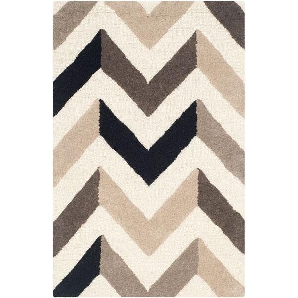 Safavieh Cambridge Hand Tufted Small Rectangle Rug- IVORY - BLACK- 4 x 6 ft. - CAM580C-4