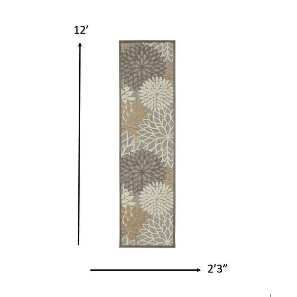 Homeroots 2 x 12 ft. Natural & Gray Indoor & Outdoor Runner Rug - 384654