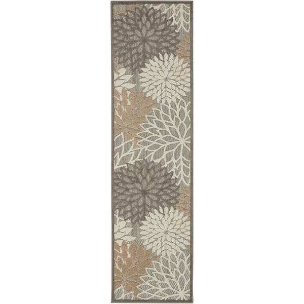 Homeroots 2 x 12 ft. Natural & Gray Indoor & Outdoor Runner Rug - 384654