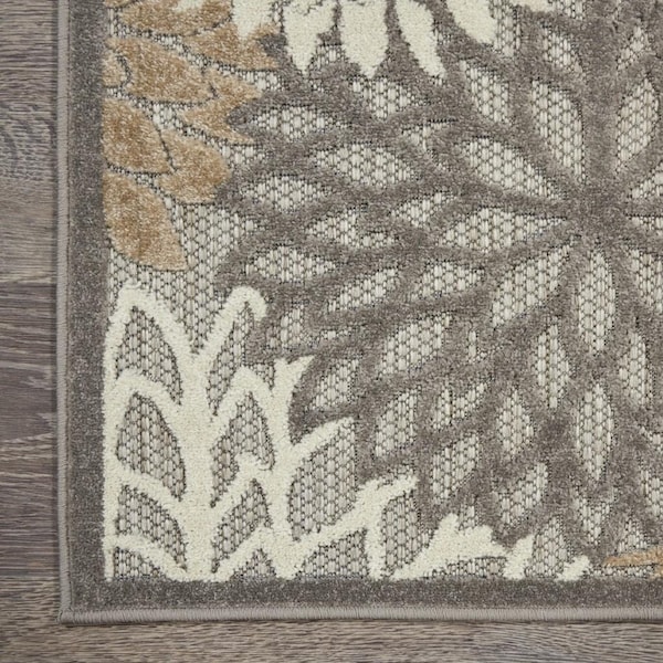 Homeroots 2 x 12 ft. Natural & Gray Indoor & Outdoor Runner Rug - 384654