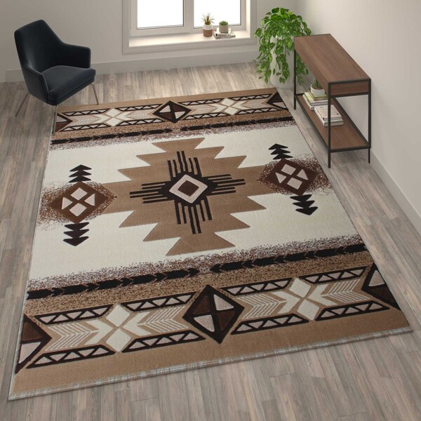 Flash Furniture 8' x 10' Ivory Rustic Southwest Style Area Rug - ACD-RG184-810-IV-GG