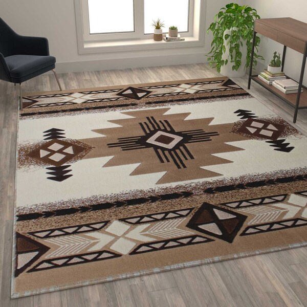 Flash Furniture 8' x 10' Ivory Rustic Southwest Style Area Rug - ACD-RG184-810-IV-GG