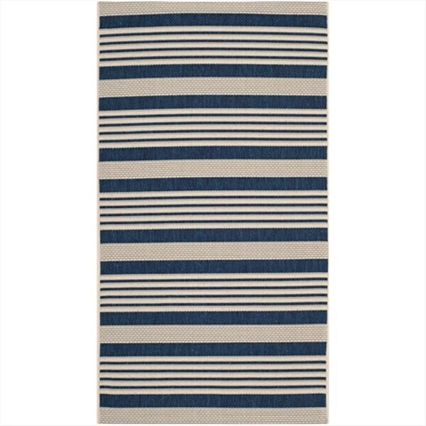 Safavieh 2 Ft. -7 In. X 5 Ft. Small Rectangle Indoor-Outdoor Courtyard- Navy And Beige- Power Loomed Rug - CY6062-268-3