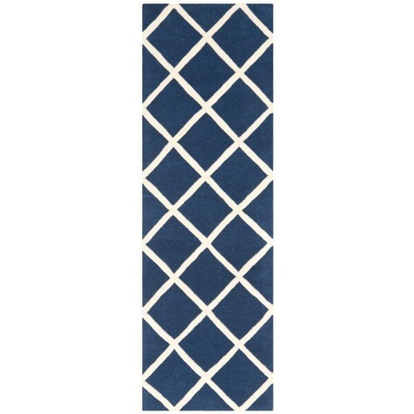 Safavieh Chatham Hand Tufted Accent Rug- Dark Blue - Ivory- 2 x 3 ft. - CHT720C-2