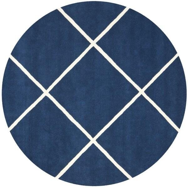 Safavieh Chatham Hand Tufted Accent Rug- Dark Blue - Ivory- 2 x 3 ft. - CHT720C-2