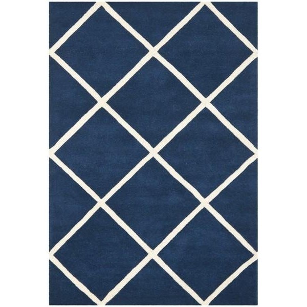 Safavieh Chatham Hand Tufted Accent Rug- Dark Blue - Ivory- 2 x 3 ft. - CHT720C-2