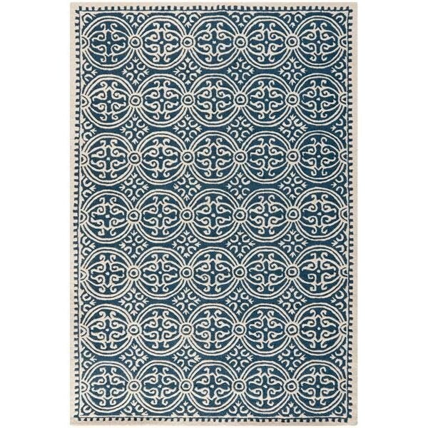 Safavieh 6 x 9 ft. Medium Rectangle Transitional Cambridge- Navy Blue and Ivory Hand Tufted Rug - CAM123G-6