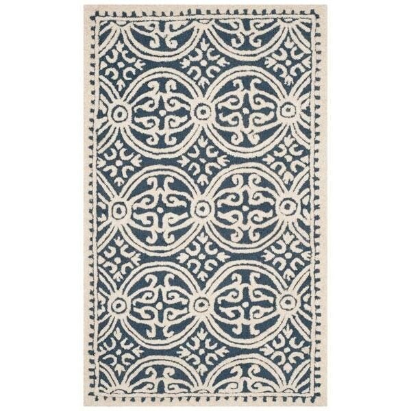 Safavieh 6 x 9 ft. Medium Rectangle Transitional Cambridge- Navy Blue and Ivory Hand Tufted Rug - CAM123G-6