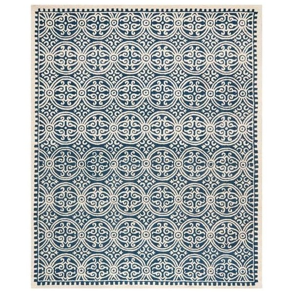 Safavieh 6 x 9 ft. Medium Rectangle Transitional Cambridge- Navy Blue and Ivory Hand Tufted Rug - CAM123G-6