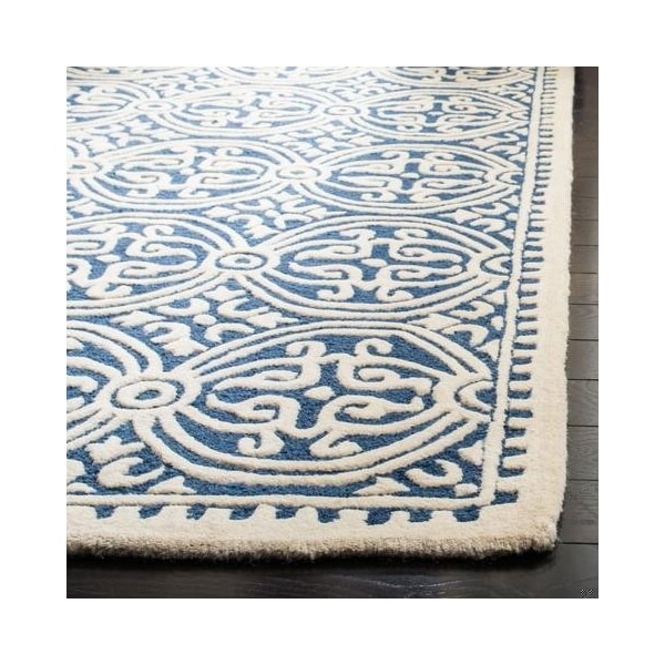 Safavieh 6 x 9 ft. Medium Rectangle Transitional Cambridge- Navy Blue and Ivory Hand Tufted Rug - CAM123G-6