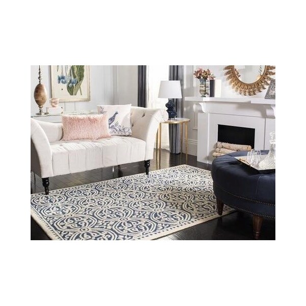 Safavieh 6 x 9 ft. Medium Rectangle Transitional Cambridge- Navy Blue and Ivory Hand Tufted Rug - CAM123G-6
