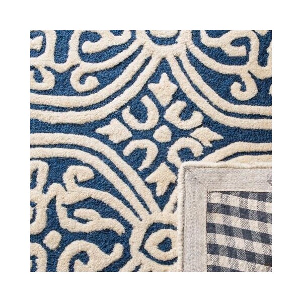 Safavieh 6 x 9 ft. Medium Rectangle Transitional Cambridge- Navy Blue and Ivory Hand Tufted Rug - CAM123G-6