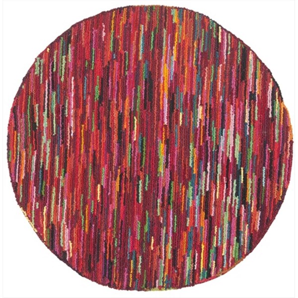 Safavieh 4 x 4 ft. Round Contemporary Nantucket Pink and Multicolor Hand Tufted Rug - NAN142A-4R