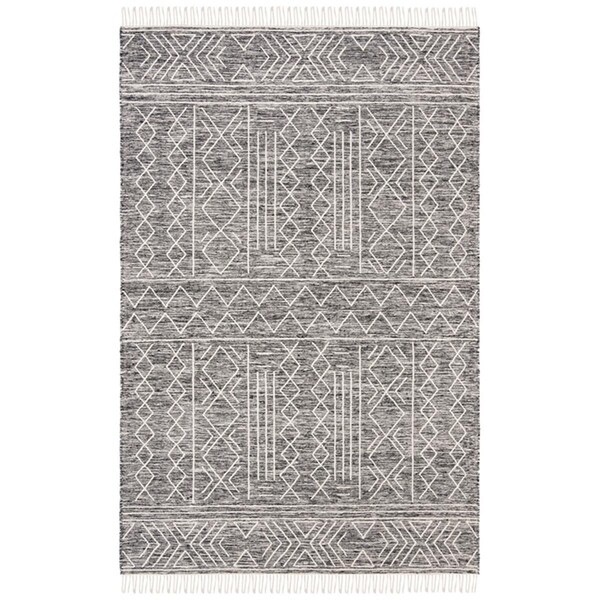 Safavieh 4 x 6 ft. Kilim Rectangle Hand Loomed Wool RugBlack & Ivory - KLM521A-4