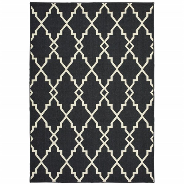 Palacedesigns 4 x 6 ft. Black & Ivory Trellis Indoor & Outdoor Area Rug - PA2627917