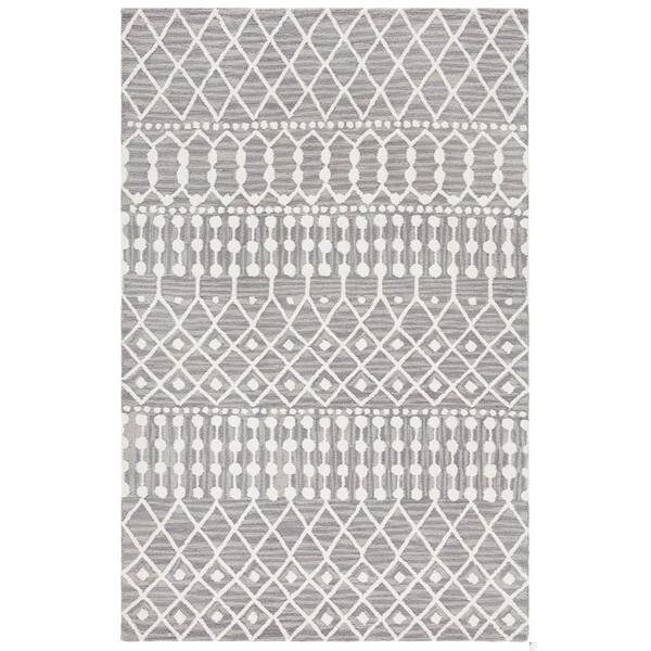 Safavieh Blossom Hand Tufted Rectangle Area RugGrey & Ivory 5 x 8 ft. - BLM115F-5