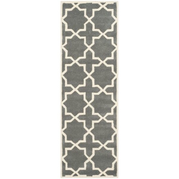 Safavieh Chatham Hand Tufted Runner Rug- Dark Grey - Ivory- 2 ft. 3 in. x 11 ft. - CHT732D-211
