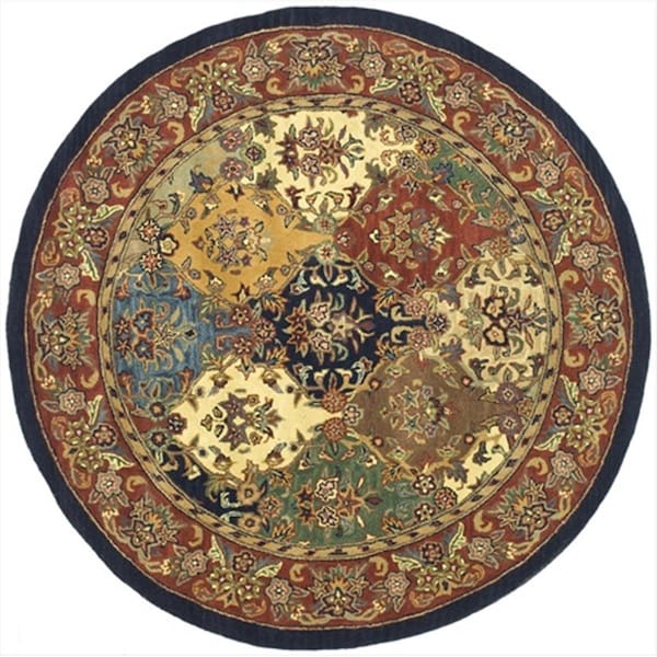 Safavieh 8 x 8 ft. Round- Traditional Heritage Multi And Burgundy Hand Tufted Rug - HG911A-8R