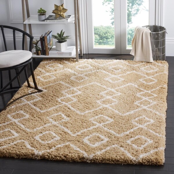 Safavieh 3 x 5 ft. Toronto Shag Hand Tufted Small Rectangle Area Rug, Beige and Ivory - SGT609B-3