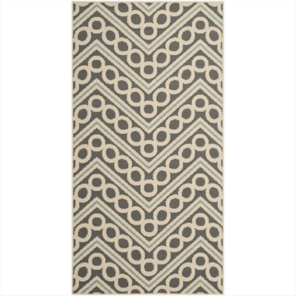 Safavieh 4 X 6 Ft. Rectangle- Indoor - Outdoor Hampton Dark Grey And Ivory Power Loomed Rug - HAM513CD-4