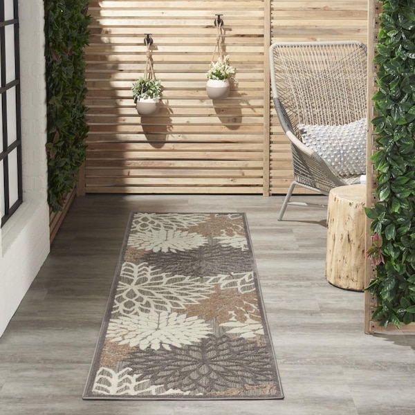 Homeroots 2 x 8 ft. Natural & Gray Indoor & Outdoor Runner Rug - 384650
