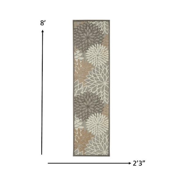 Homeroots 2 x 8 ft. Natural & Gray Indoor & Outdoor Runner Rug - 384650