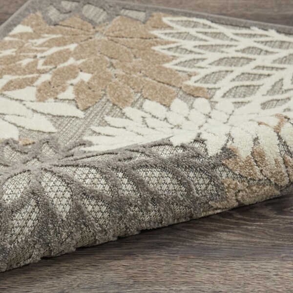Homeroots 2 x 8 ft. Natural & Gray Indoor & Outdoor Runner Rug - 384650