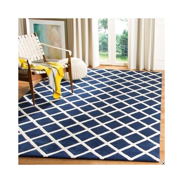 Safavieh Chatham Hand Tufted Rectangle Rug- Dark Blue - Ivory- 3 x 5 ft. - CHT718C-3