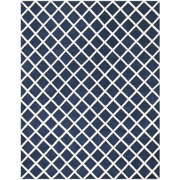 Safavieh Chatham Hand Tufted Rectangle Rug- Dark Blue - Ivory- 3 x 5 ft. - CHT718C-3