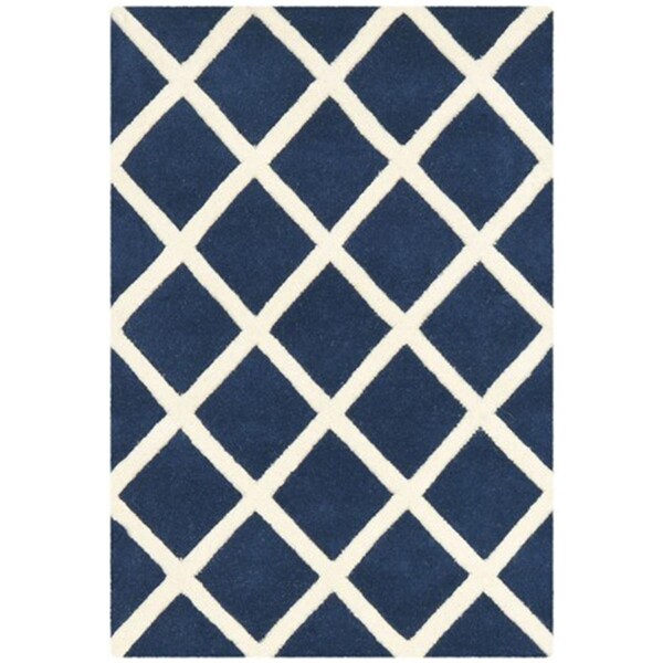 Safavieh Chatham Hand Tufted Rectangle Rug- Dark Blue - Ivory- 3 x 5 ft. - CHT718C-3