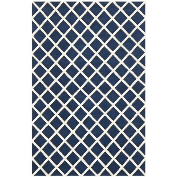 Safavieh Chatham Hand Tufted Rectangle Rug- Dark Blue - Ivory- 3 x 5 ft. - CHT718C-3