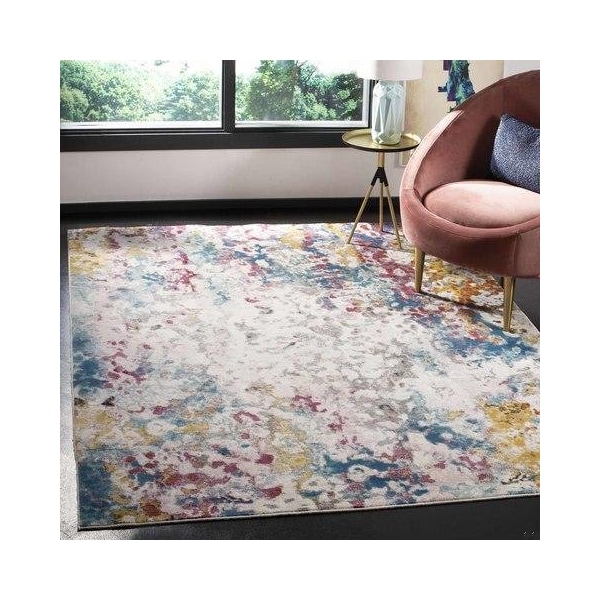 Safavieh 9 x 12 ft. Aria Rectangle Power-Loomed Rug Cream & Dark Teal - ARA166A-9