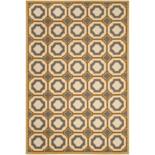 Safavieh 8 X 11 Ft. Rectangle- Indoor - Outdoor Hampton Dark Grey And Ivory Power Loomed Rug - HAM509AD-8
