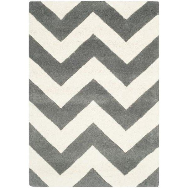 Safavieh Chatham Hand Tufted Rectangle Rug- Dark Grey - Ivory- 2 ft. 3 in. x 11 ft. - CHT715D-211